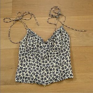 Floral Print Women's Top - Black and White